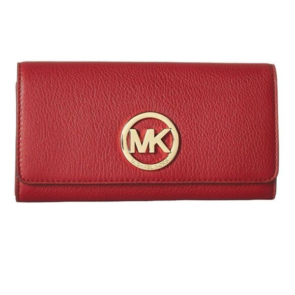 Michael Kors Fulton Flap Continental Soft Leather Wallet In Sienna - Picture 1 of 9